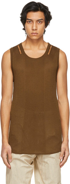System Brown Knit Tank Top - Système Tapot en tricot marron - 시스템 갈색 니트 탱크 탑입니다