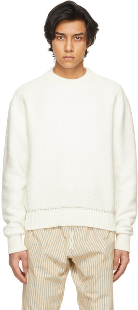 System White Cotton Knit Sweater - Système Pull en tricot en coton blanc - 시스템 흰색 코튼 니트 스웨터
