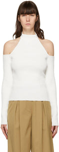 System White Knit Cut-Out Top - Système en tricot blanc cut-out - 시스템 화이트 니트 컷 아웃 탑