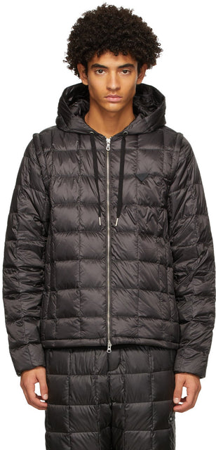 TAION Black Down Heated Hoodie EXTRA Jacket - Taion Black Down Hooded Hoodie Hoodie Extra Veste - Taion Black Down 가열 된 까마귀 여분 재킷