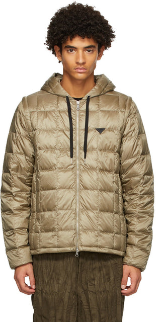 TAION Khaki Down Heated Hoodie EXTRA Jacket - Taion Kaki Down Hooded Hoodie Hoodie Extra Veste - Taion Khaki는 가열 된 까마귀 여분의 재킷을 아래로 내리고 있습니다