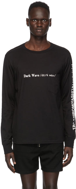 TAKAHIROMIYASHITA TheSoloist. Black 'Dark Wave' Long Sleeve T-Shirt - Takahiromiyashita thesolois. T-shirt à manches longues 'noir' noir ' - Thesoloist 타카 하이로미 야시타. 블랙 '다크 웨이브'긴 소매 티셔츠