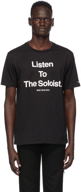 TAKAHIROMIYASHITA TheSoloist. Black 'Listen To The Soloist' T-Shirt - Takahiromiyashita thesolois. Black 'Écoutez le t-shirt soliste' - Thesoloist 타카 하이로미 야시타. 흑인 '솔리스트'티셔츠 듣기