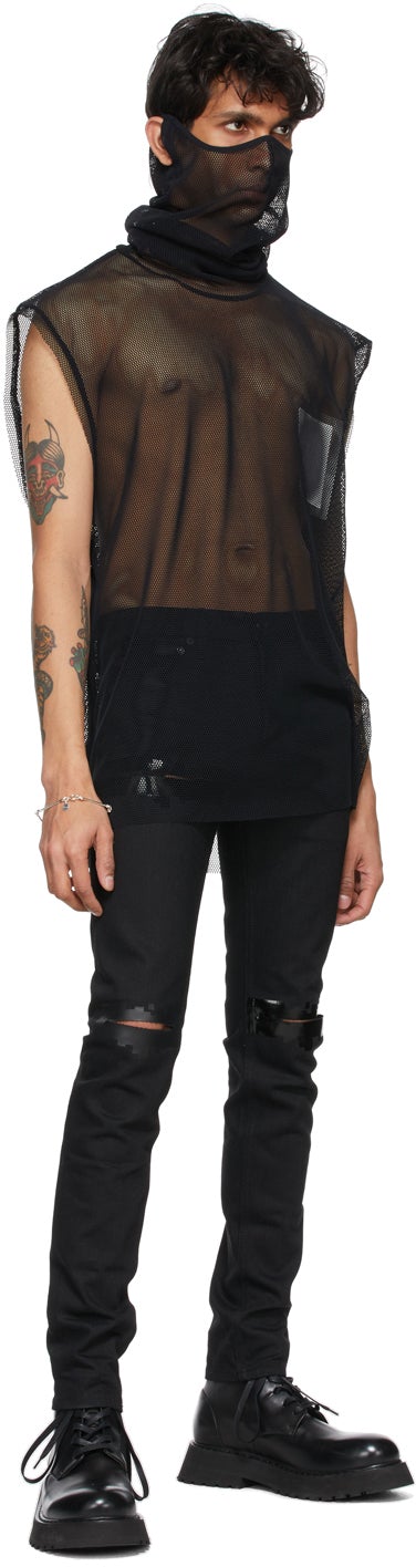 TAKAHIROMIYASHITA TheSoloist. Black Mesh Not Turtleneck Tank Top