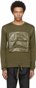 TAKAHIROMIYASHITA TheSoloist. Green Mesh Pocket Pullover - Takahiromiyashita thesolois. Pull de poche en treillis vert - Thesoloist 타카 하이로미 야시타. 그린 메쉬 포켓 풀오버