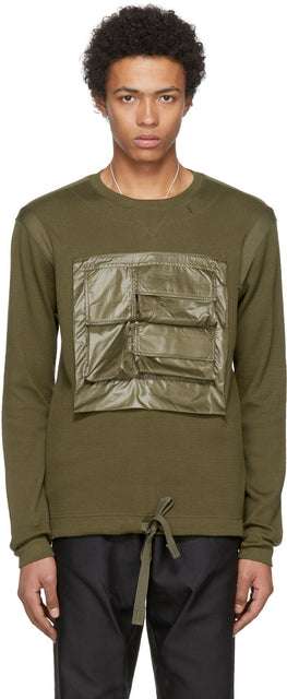TAKAHIROMIYASHITA TheSoloist. Green Mesh Pocket Pullover - Takahiromiyashita thesolois. Pull de poche en treillis vert - Thesoloist 타카 하이로미 야시타. 그린 메쉬 포켓 풀오버