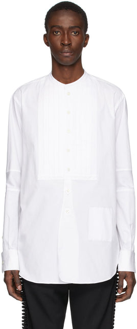 TAKAHIROMIYASHITA TheSoloist. White Band Collar Shirt - Takahiromiyashita thesolois. Chemise de collier de bande blanche - Thesoloist 타카 하이로미 야시타. 화이트 밴드 칼라 셔츠