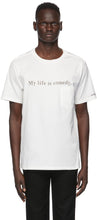 TAKAHIROMIYASHITA TheSoloist. White 'My Life Is Comedy' T-Shirt - Takahiromiyashita thesolois. White 'ma vie est la comédie' T-shirt - Thesoloist 타카 하이로미 야시타. 화이트 '내 인생은 코미디 티셔츠입니다.