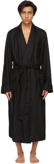 TOM FORD Black Cashmere Twill Robe - Robe de sergé Tom Ford Ford Black Cashmere - 톰 포드 블랙 캐시미어 능직 능직 로브