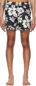 TOM FORD Black Nylon Floral Swim Shorts - Short de bain floral de nylon noir de Tom Ford - 톰 포드 블랙 나일론 꽃 무늬 수영 반바지