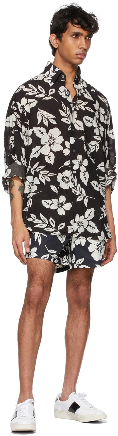 TOM FORD Black Oversized Floral Shirt