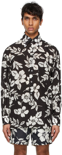 TOM FORD Black Oversized Floral Shirt - Tom Ford Noir Chemise florale surdimensionnée - 톰 포드 블랙 대형 플로랄 셔츠