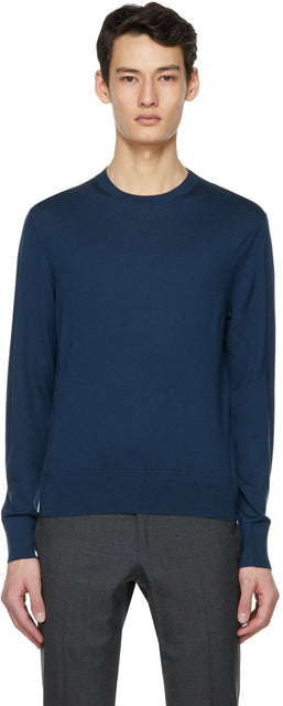 TOM FORD Blue Fine Merino Sweater - Tom Ford bleu bleu pull mérinos - Tom Ford Blue Fine Merino 스웨터
