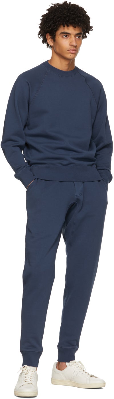 TOM FORD Blue Garment-Dyed Sweatshirt