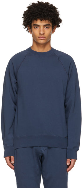 TOM FORD Blue Garment-Dyed Sweatshirt - Sweat-shirt teint de vêtements bleu Ford Tom Ford - 톰 포드 블루 의류 - 염색 된 스웨터