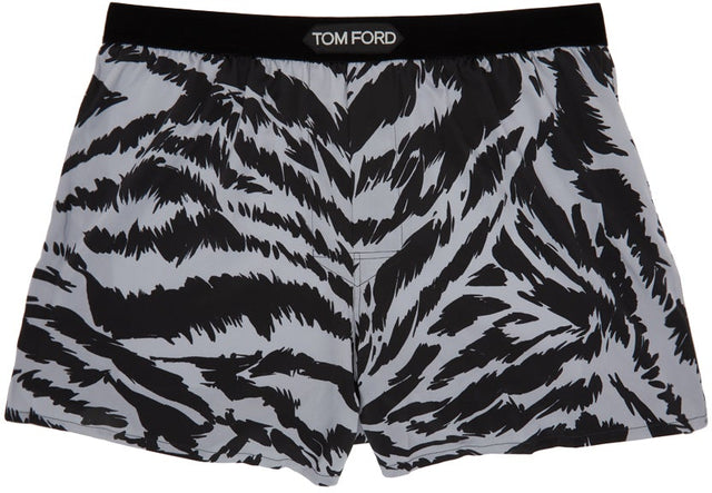 TOM FORD Grey Silk Zebra Boxers - Tom Ford Grey Silk Zebra Boxers - 톰 포드 그레이 실크 얼룩말 복서