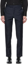 TOM FORD Navy Sharkskin O'Connor Trousers - Tom Ford Navy Sharkskin O'Connor Pantalons - Tom Ford Navy Sharkskin O'Connor 바지