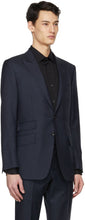 TOM FORD Navy Sharkskin Wool O'Connor Blazer