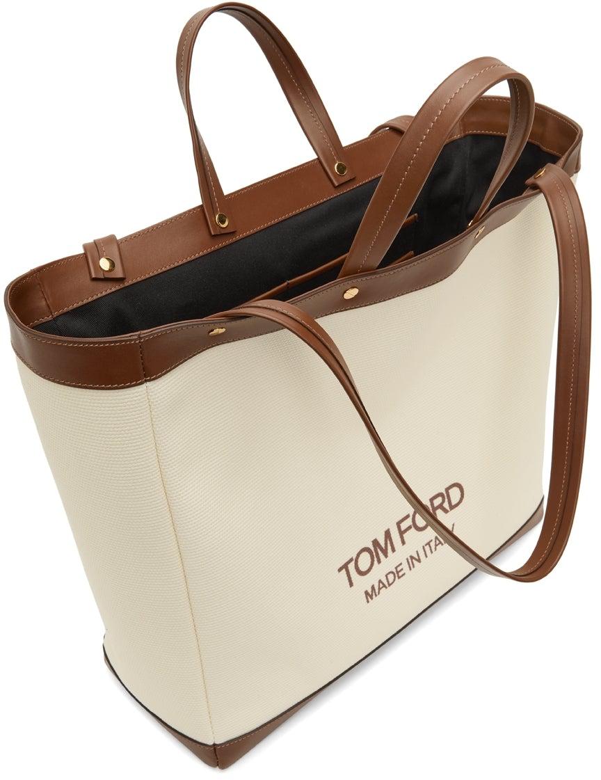 TOM FORD Off-White Medium T Screw Tote