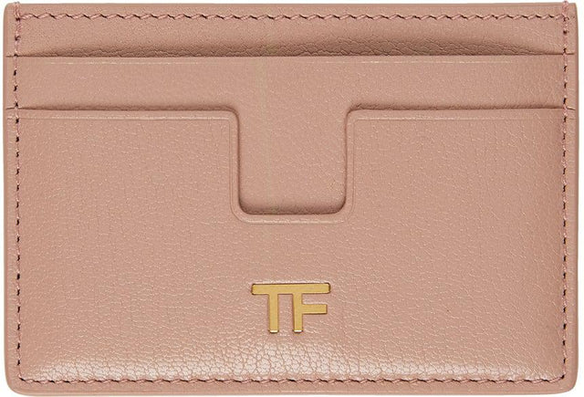 TOM FORD Pink Shiny Leather 'TF' Card Holder - Them Ford Ford Rose Cuir brillant 'TF' Titulaire de la carte - Tom Ford Pink Shiny Leather 'TF'카드 홀더