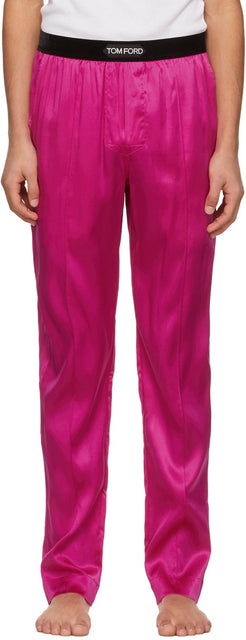 TOM FORD Pink Silk Pyjama Pants - Pantalon de pyjama de soie de soie rose Tom Ford - 톰 포드 핑크 실크 파자마 바지