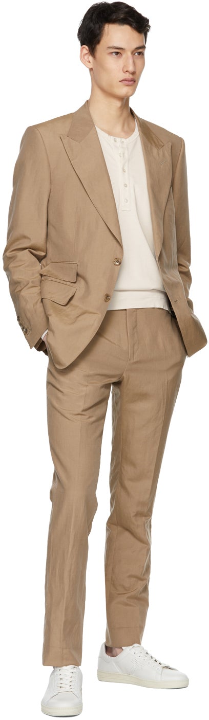 TOM FORD Tan Silk Shelton Trousers