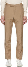 TOM FORD Tan Silk Shelton Trousers - Pantalons Tom Ford Tan Silk Shelton Shelton - 톰 포드 탄 실크 쉘튼 바지