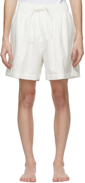 Tekla White Flannel Pyjama Shorts - Short Tekla White Flanel Pajama - Tekla 화이트 플란넬 파자마 반바지