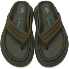 The Attico Khaki Satin Alton Thong Flat Sandals