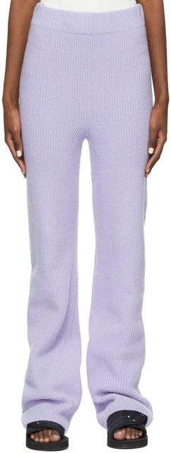 The Elder Statesman Purple Medium Rib Flare Lounge Pants - Le pantalon de salon de plumes de flare côtes violette - Elder Statesman 보라색 중간 리브 플레어 라운지 바지