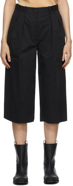 The Row Black Cotton Lisa Shorts - SHORTS LISA COTON NOIR ROIGNE - 행 검은 면화 리사 반바지