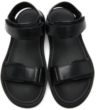 The Row Black Hook-And-Loop Sandals