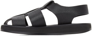 The Row Black Leather Fisherman Sandals