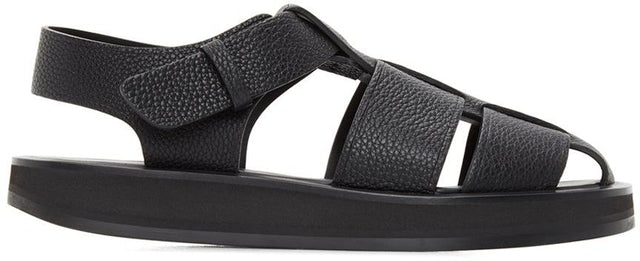 The Row Black Leather Fisherman Sandals - Sandales de pêcheur en cuir noir en rangée - 행 검은 가죽 어부 샌들