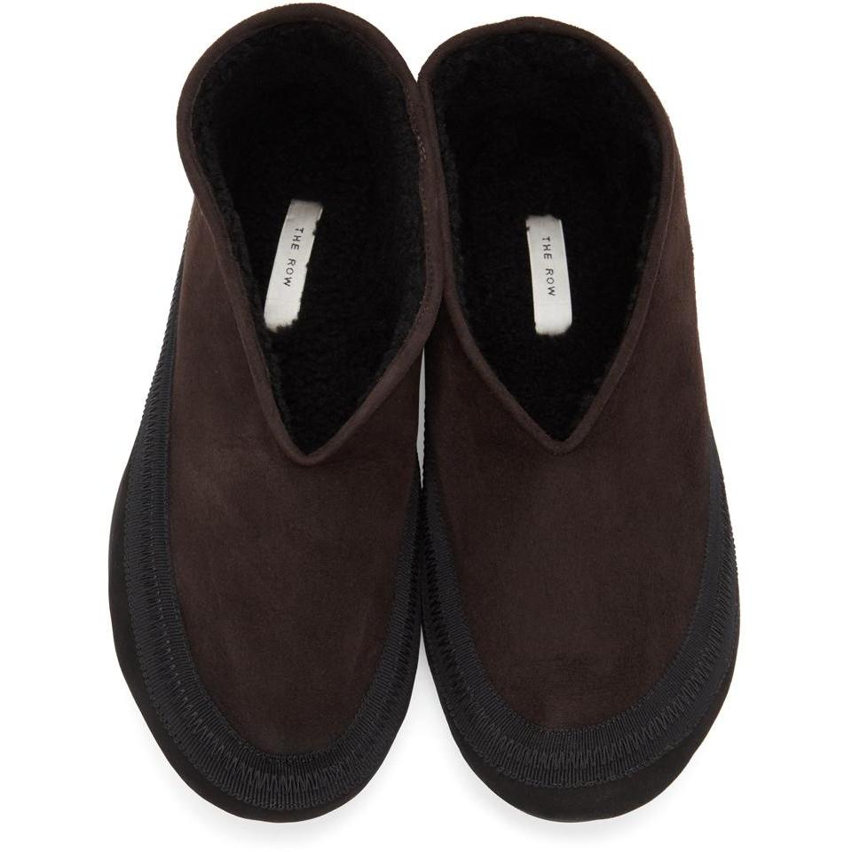 The Row Brown Shearling Fairy Loafers BlackSkinny