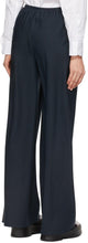 The Row Navy Silk Andres Trousers