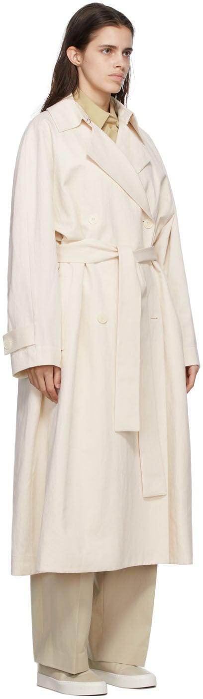 The Row Off White Gabardine Oswin Trench Coat BlackSkinny