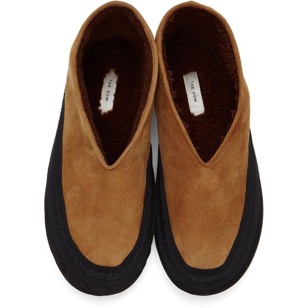 The Row Tan Shearling Fairy Loafers BlackSkinny