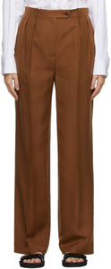 The Row Tan Silk Nino Trousers - Le pantalon Nino de la soie Tan Beige - 행 황갈색 니노 바지