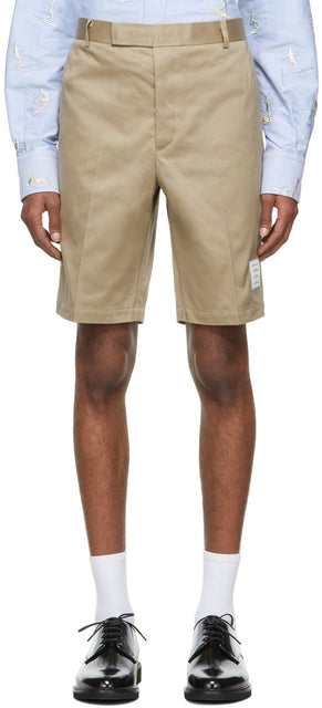 Thom Browne Beige Twill Unconstructed Chino Shorts - Thom Browne Beige Swill Non arrêté Short Chino - Thom Browne Beige Twill은 Chino Shorts를 구분하지 못했습니다