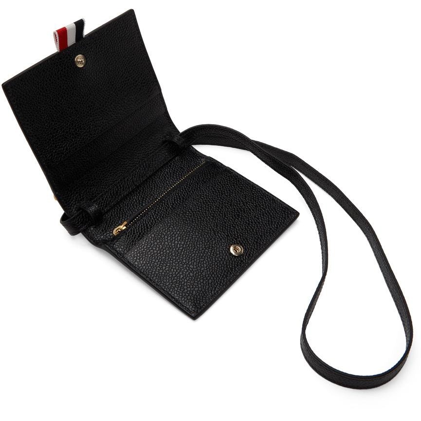Thom Browne Black Pebble Shoulder Strap Card Holder Bag