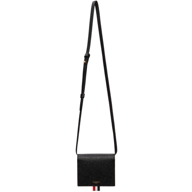 Thom Browne Black Pebble Shoulder Strap Card Holder Bag - Thom Browne Sac à bandoulière noire à bandoulière - Thom Browne 검은 조약돌 어깨 끈 카드 홀더 가방