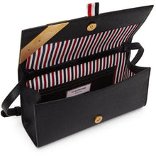 Thom Browne Black Pebbled Enamel Corner Flap Bag