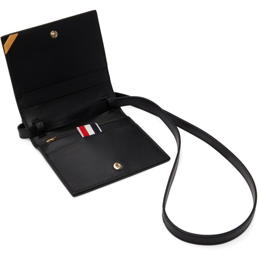 Thom Browne Black Shoulder Strap Card Holder Bag