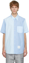 Thom Browne Blue Funmix Hairline Check Short Sleeve Shirt - Thom Browne Blue Funmix Chemise à manches courtes Chemise à manches courtes - Thom Browne Blue Funmix Hairline 짧은 소매 셔츠를 확인하십시오
