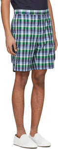 Thom Browne Blue Madras Gusseted Patch Pocket Shorts