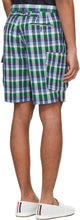 Thom Browne Blue Madras Gusseted Patch Pocket Shorts