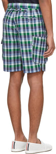 Thom Browne Blue Madras Gusseted Patch Pocket Shorts