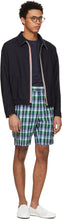 Thom Browne Blue Madras Gusseted Patch Pocket Shorts