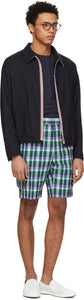 Thom Browne Blue Madras Gusseted Patch Pocket Shorts